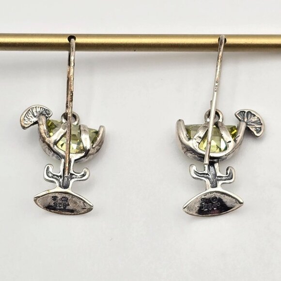 Silpada Shube Sterling Silver Margarita Cactus Lime Peridot Earrings Retired - Picture 4 of 7